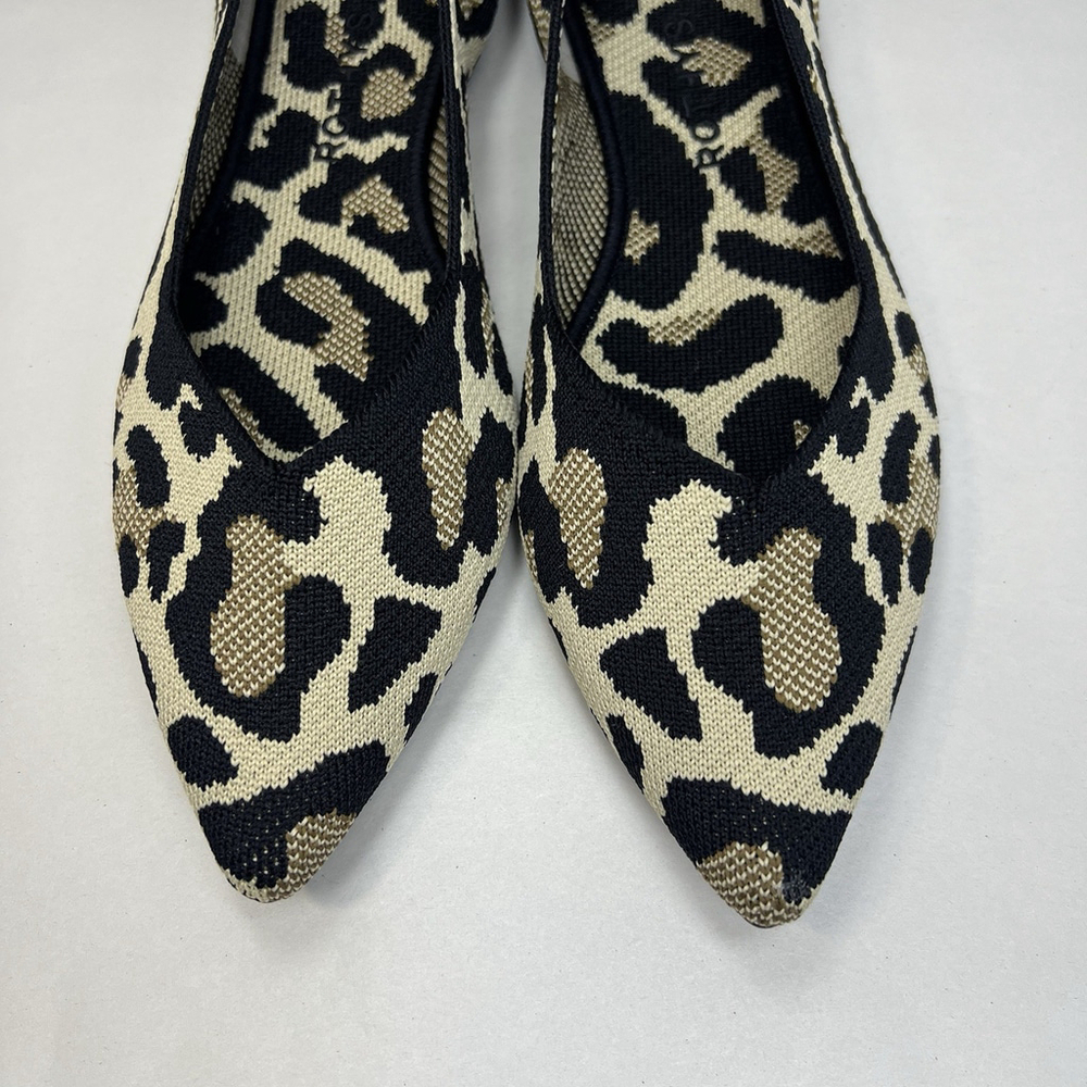 Rothy’s Pointed Toe Flats 11.5 Wild Cat Leopard Cheetah Soft Slip On Womens Shoe - Picture 4 of 13